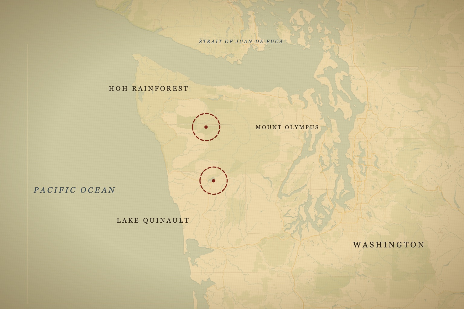 The Hoh and Quinault valleys hold the densest report clusters on the Olympic Peninsula. Map data © OpenStreetMap contributors, tiles © CARTO.